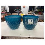 (2)- 13.5' BLUE COLOR PLANTERS