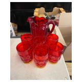VINTAGE FENTON GLASSES WITH PITCHER