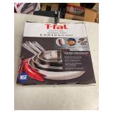 THREE PIECE T-FAL STAINLESS STEEL SKILLETS