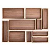 10 PIECE WOOD ACACIA DRAWER STORAGE ORGANIZERS