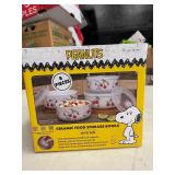 (8)-SNOOPY CERAMIC FOOD STORAGE CONTAINERS W/ LIDS