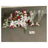 Bouquet and toasting glasses