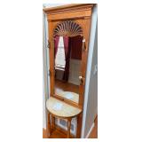 Wooden hall tree with mirror