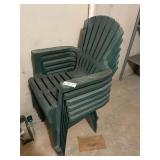 Six plastic Adirondack chairs