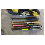 Lot of baseball softball bats with bag