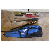 Lot of baseball softball bats with bag