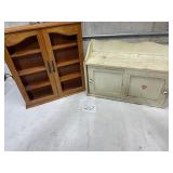 2 wooden  display shelves