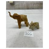 2 Hand Crafted Crushed Oyster Shell Elephant