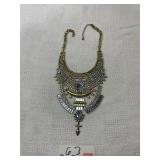 Gold and silver bib necklace