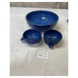 Cobalt Blue Pottery Bowl With 2 pour bowls