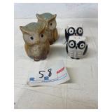 2 sets of owl, salt and pepper shakers