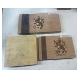 Wooden cigar boxes, feral flying pig