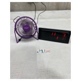 USB mini fan alarm clock