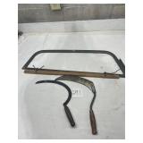 Large, rough, cut hand saw 2 hand scythe