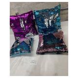 Lot of 4 sequin throw pillows