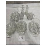 Glass condiment, serving dishes