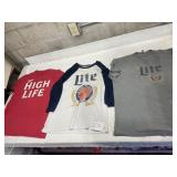 Miller lite high life T-shirt lot of 3