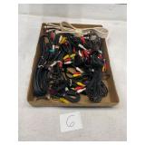 Tray lot of assorted AV cables