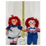12' Raggedy Ann, and Andy dolls