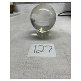 Etched glass globe paperweight