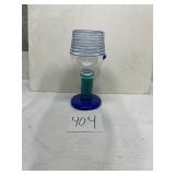 hand blown glass blue gobblet