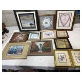 Large, lot of framed artwork