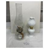 clear glass milk glass hurricane oil lamps