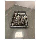 matching silver wear set with tray
