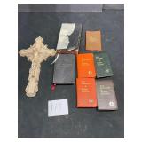 religious lot crucifix and pocket bibles