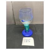 cobalt blue glass chalice goblet