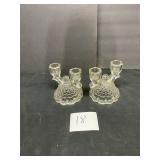 glass double candle stick holders