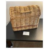 large wicker woven chest basket with lid