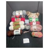 large lot of partial yarn skeins with labels