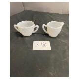 hazel atlas milk glass sugar and creamer bowls