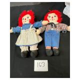raggedy Ann and Andy stuffed dolls