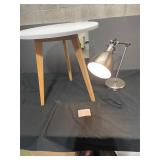 small wooden table barometer lamp working