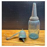 Vintage Ball Jar Oiler & Hanging Bell