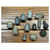 Civil War Relic Lot: Bullets, Button, and Cross