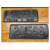 Pair of Texas 1934 License Plates 20 598