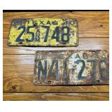 Two Vintage 1940 Texas License Plates