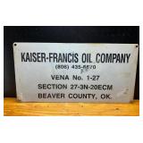 Kaiser-Francis Oil Company Sign Beaver County OK