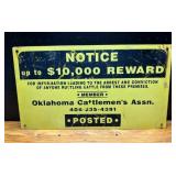 Oklahoma Cattlemens Assn. Reward Sign