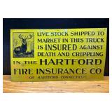 Hartford Fire Insurance Co. Livestock Truck Sign