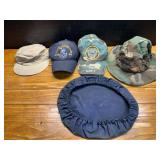 Assorted Military Hats and Dress Uniform Cap Cover