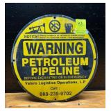Valero Logistics Petroleum Pipeline Warning Sign