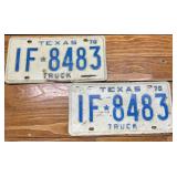 Texas License Plate Pair 1970 IF 8483
