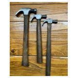 Three Vintage Small Claw Hammers