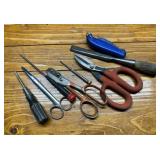 Hand Tool Lot Includes Tin Snips, Awls, Chisel
