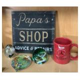 Papas Shop Sign, Art Glass, Alderson