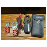 Amprobe Clamp Meter, Test Leads, and Lockouts